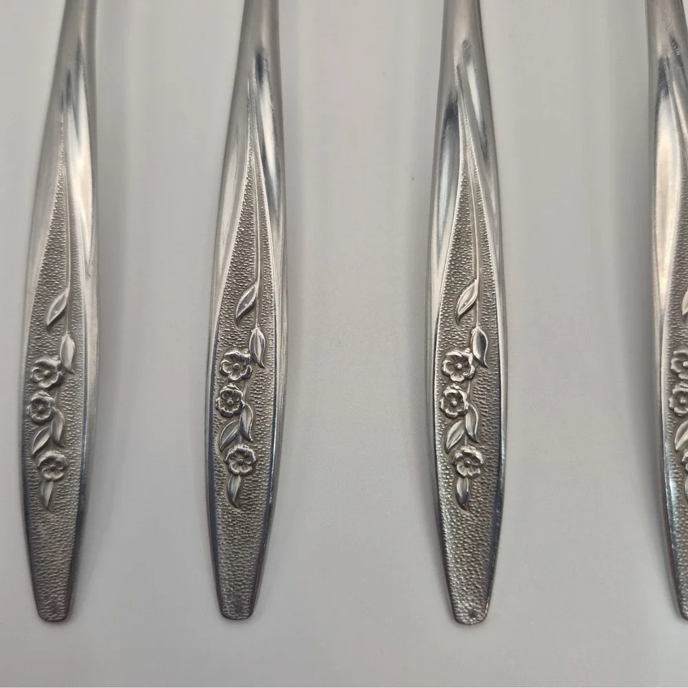 Vtg Superior Stainless Steel Flatware USA Radiant Rose Forks 5 Salad 1 Dinner
